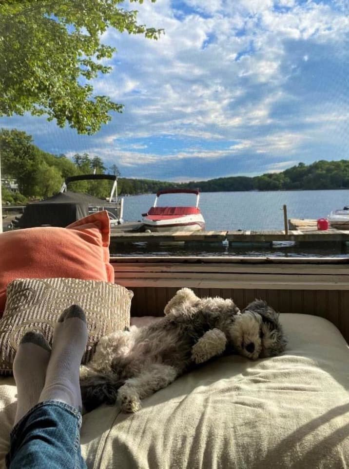 I’ll miss naps with the dog and putting our feet up—watching boats drift past the window, clouds scudding by overhead.